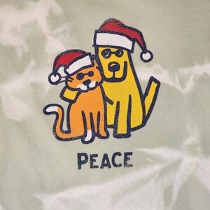 Life Is Good Custom Reverse Dyed Tie-Dye Tee Rocket Christmas Hat, Cat & Peace